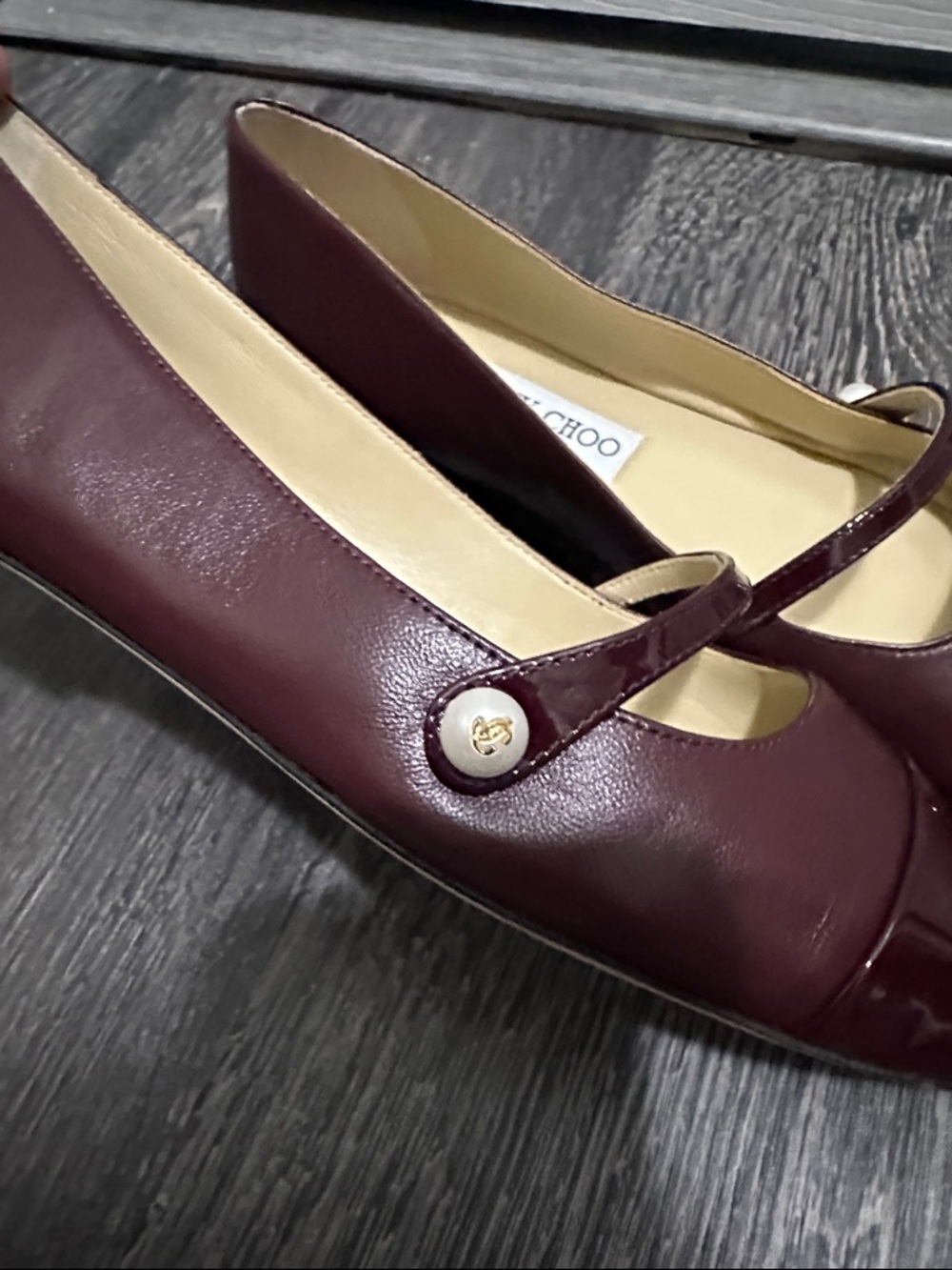 Jimmy Choo Elisa leather and patent ballet‎ flat EU 36.5 US 6.5 - Picture 2 of 7